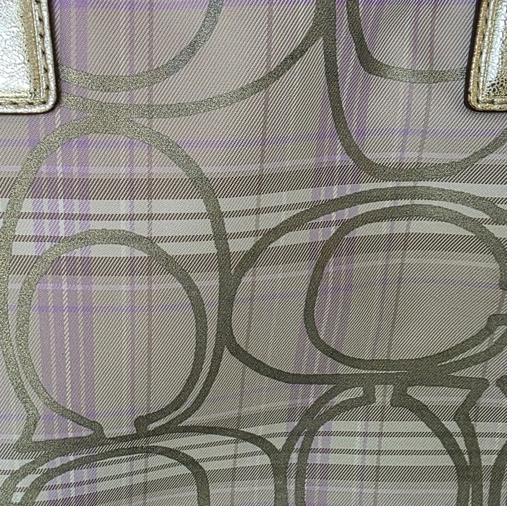 Coach Striped Tartan Plaid Carryall Shoulder Bag